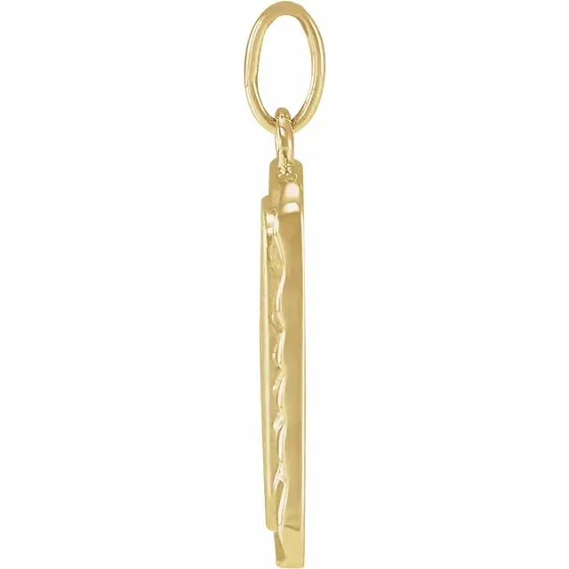 14K Yellow Gold Engravable Sunburst Pendant