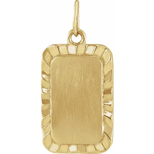14K Yellow Gold Engravable Sunburst Pendant