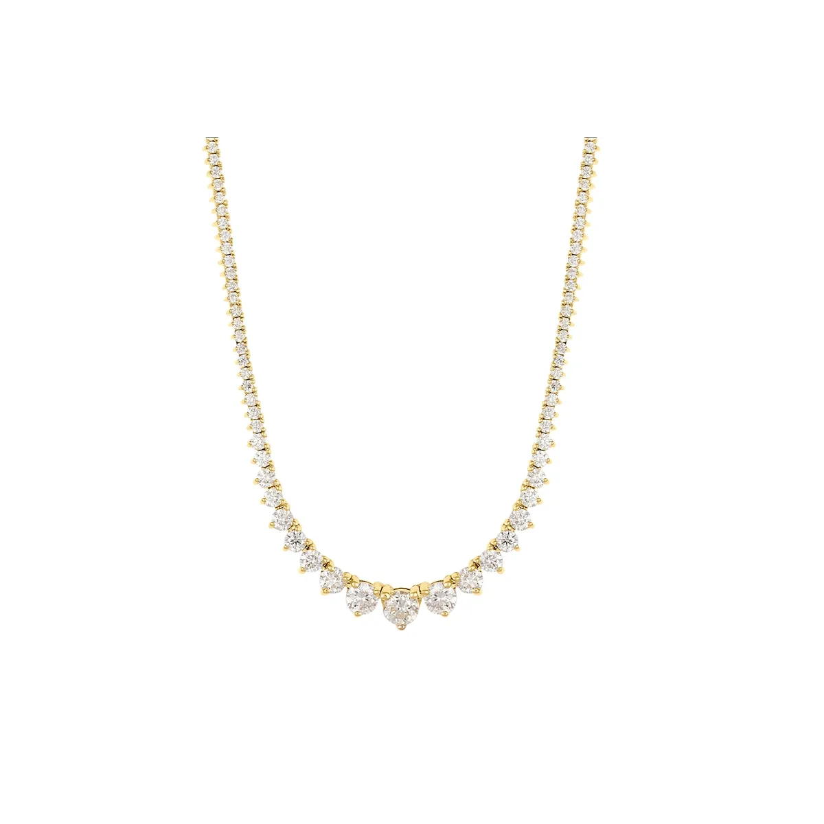 14K Yellow Gold Graduated Diamond Tennis Necklace