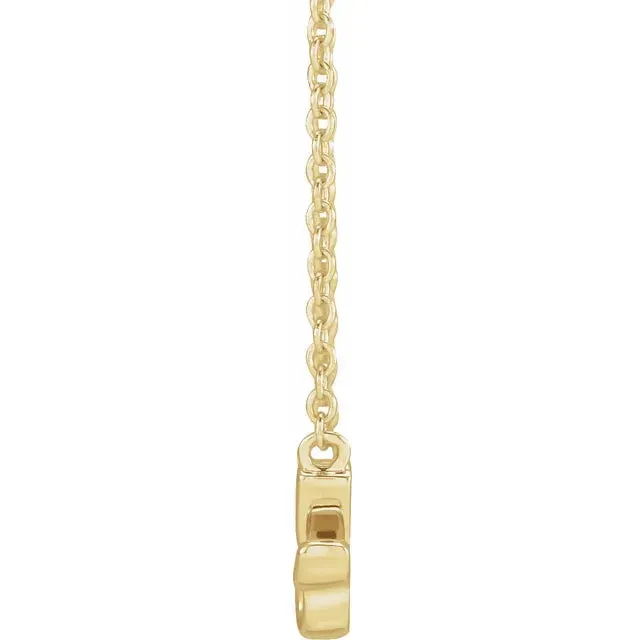 14K Yellow Gold Lowercase Script Granny 18" Necklace