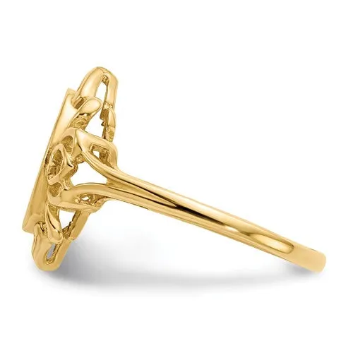 14k Yellow Gold Oval Filigree Surround Signet Ring (Ladies Sizes)