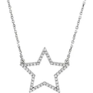 14KT GOLD 1/4 CTW DIAMOND STAR 16" NECKLACE