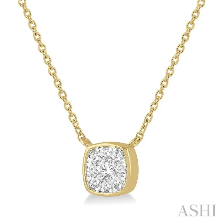 1/6 Ctw Cushion Shape Lovebright Diamond Necklace in 14K Yellow and White Gold