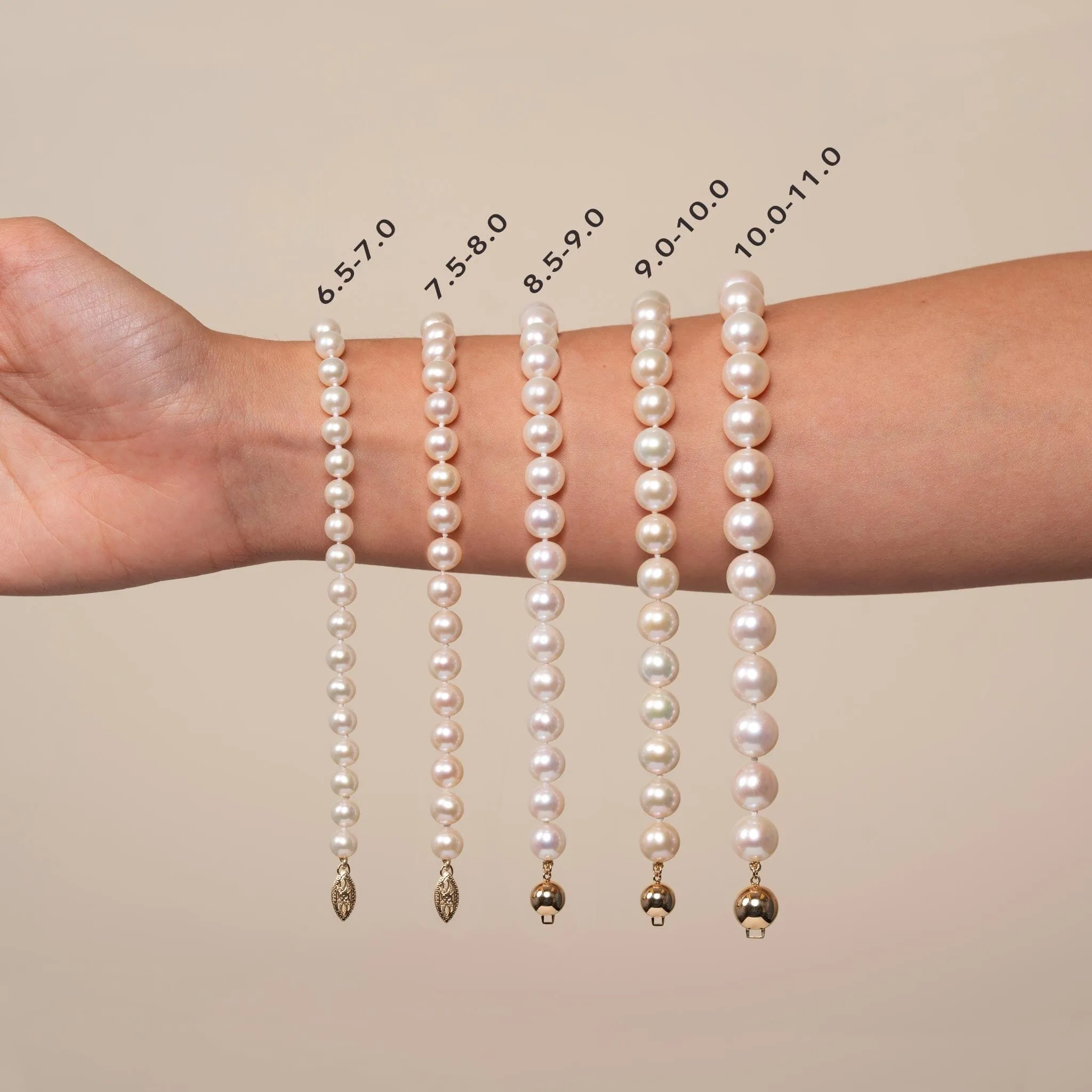 18 Inch 3 Piece Set of 8.5-9.0 mm White AA  Freshwater Pearls