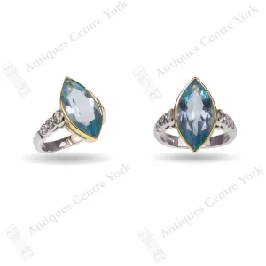 18ct Blue Topaz & Diamond Ring