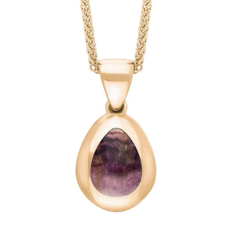18ct Rose Gold Blue John Fleur De Lis Pear Shape Necklace