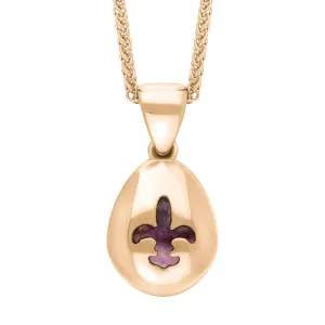 18ct Rose Gold Blue John Fleur De Lis Pear Shape Necklace