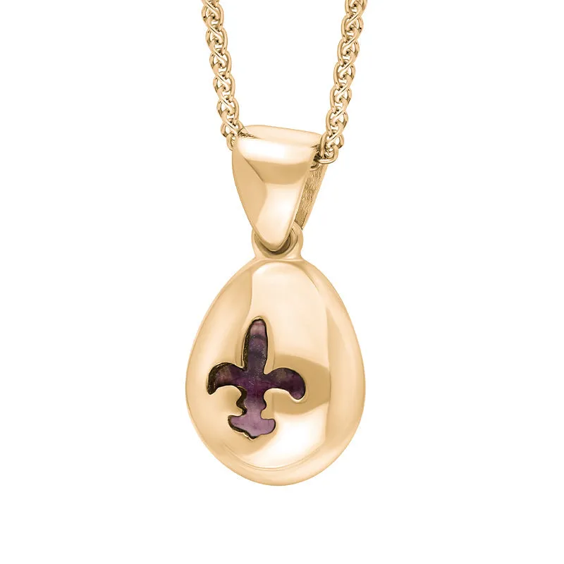 18ct Rose Gold Blue John Fleur De Lis Pear Shape Necklace
