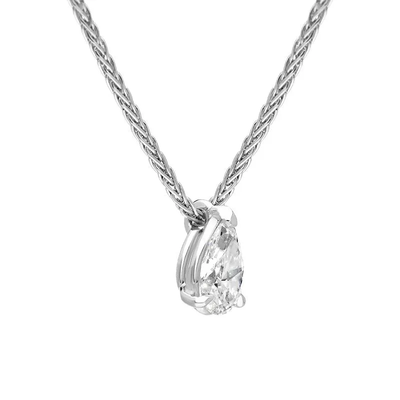 18ct White Gold 0.32ct Diamond Solitaire Pear Necklace