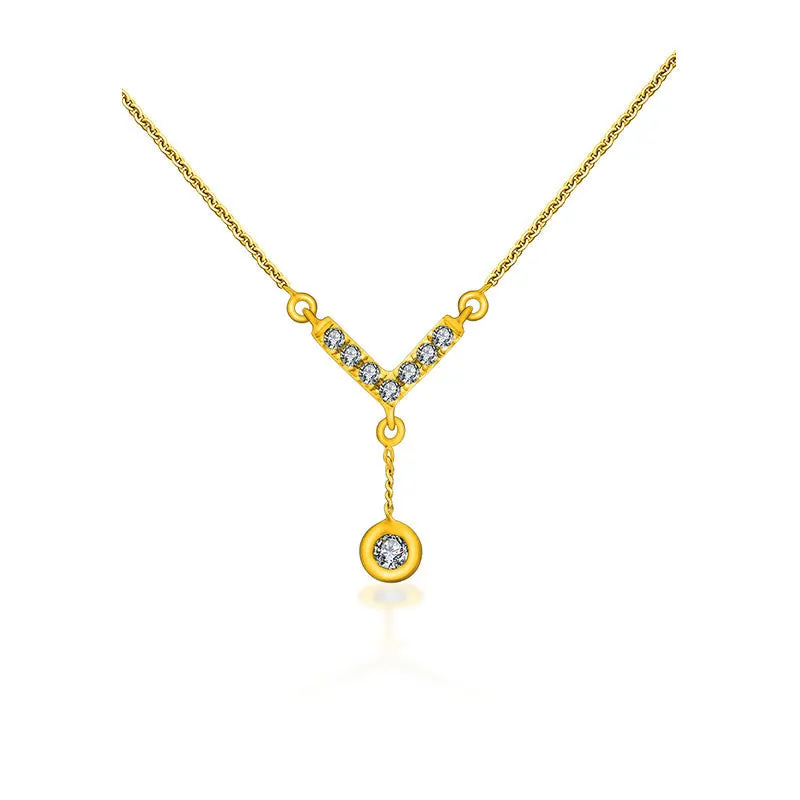 18k Gold Arrow And A Drop Diamond Necklace