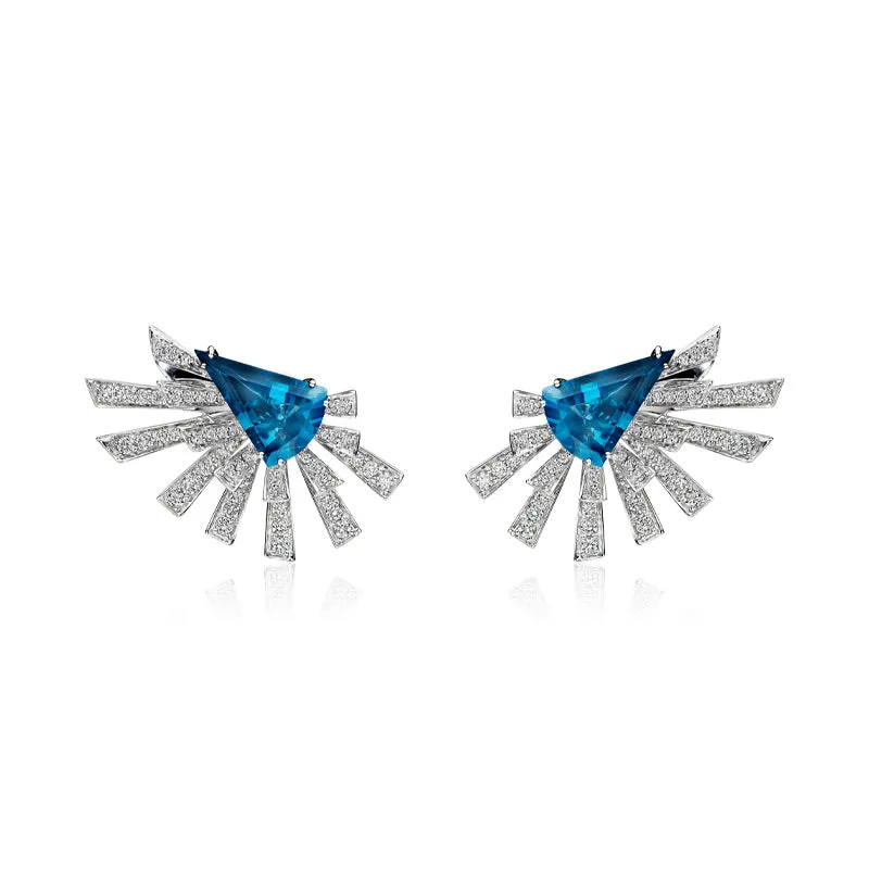 18k Mirage White Gold Earring With 1.65 Cts Vs-Gh Diamonds  And Topaz