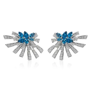 18k Mirage White Gold Earring With 1.83 Cts Vs-Gh Diamonds  And Topaz