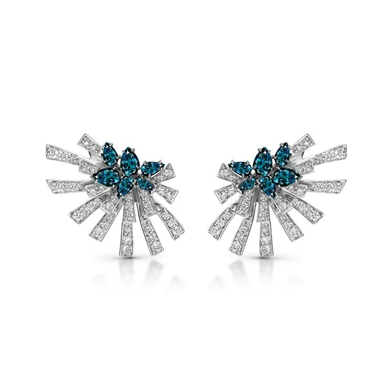 18k Mirage White Gold Earring With 1.83 Cts Vs-Gh Diamonds  And Topaz