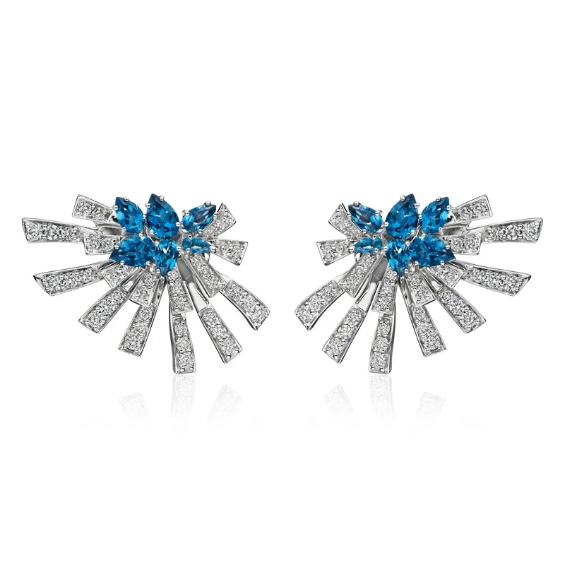 18k Mirage White Gold Earring With 1.83 Cts Vs-Gh Diamonds  And Topaz