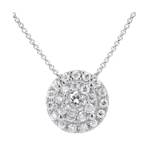 18K White Gold Diamond Cluster Pendant with Chain