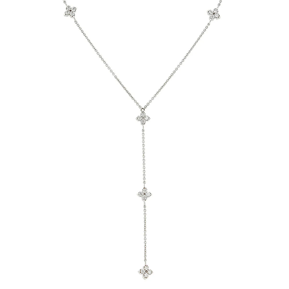 18K White Gold Diamond Lariat Necklace