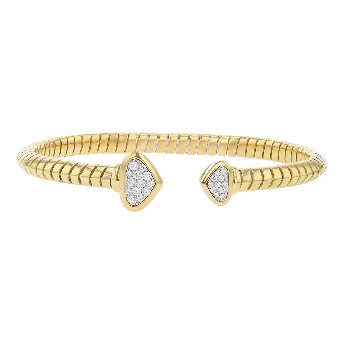 18K YELLOW GOLD 26 FULL CUT DIAMONDS=0.27CTS TRISOLINA SMALL CASTANGA PAVE CUFF BRACELET SIZE MEDIUM