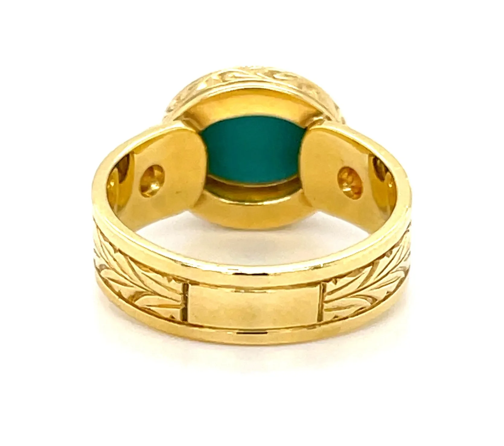2.13 Carat Sleeping Beauty Turquiose and Diamond Band Ring in 18k Yellow Gold