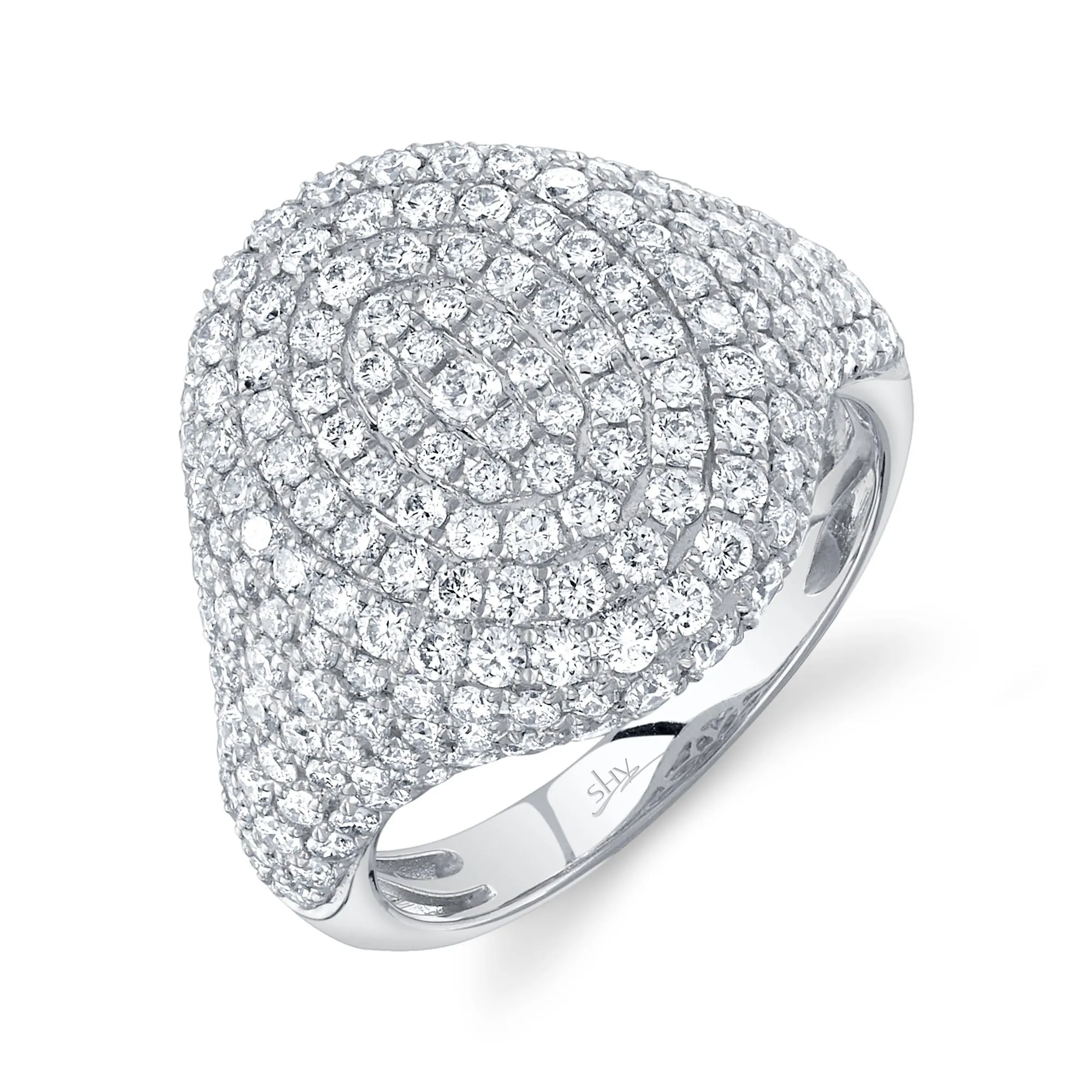 2.28CT 14K W/G DIAMOND PAVE SIGNET RING