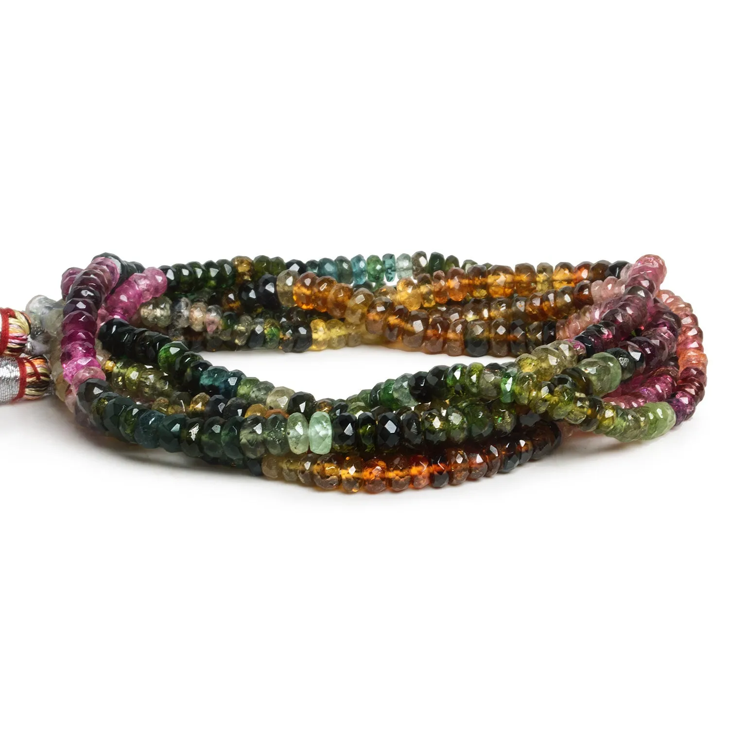 3-5mm Multicolor Tourmaline Faceted Rounds 15 inch 150 beads