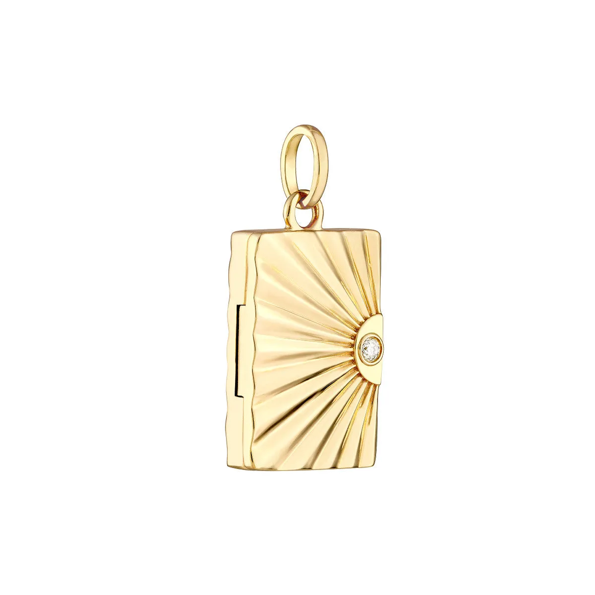 3pt Diamond Vertical Radiant Locket Pendant - 14K Yellow Gold - by Dazyle