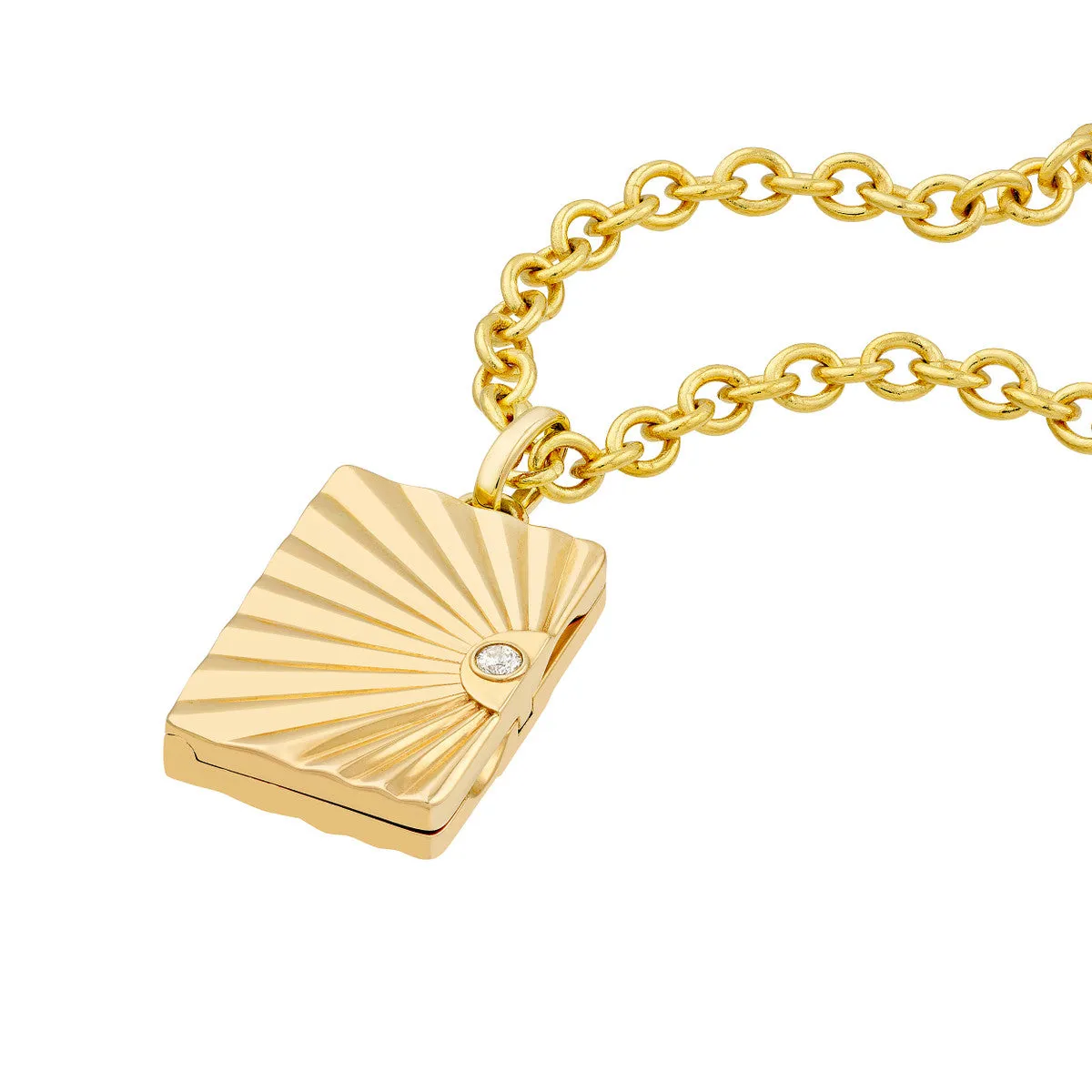 3pt Diamond Vertical Radiant Locket Pendant - 14K Yellow Gold - by Dazyle