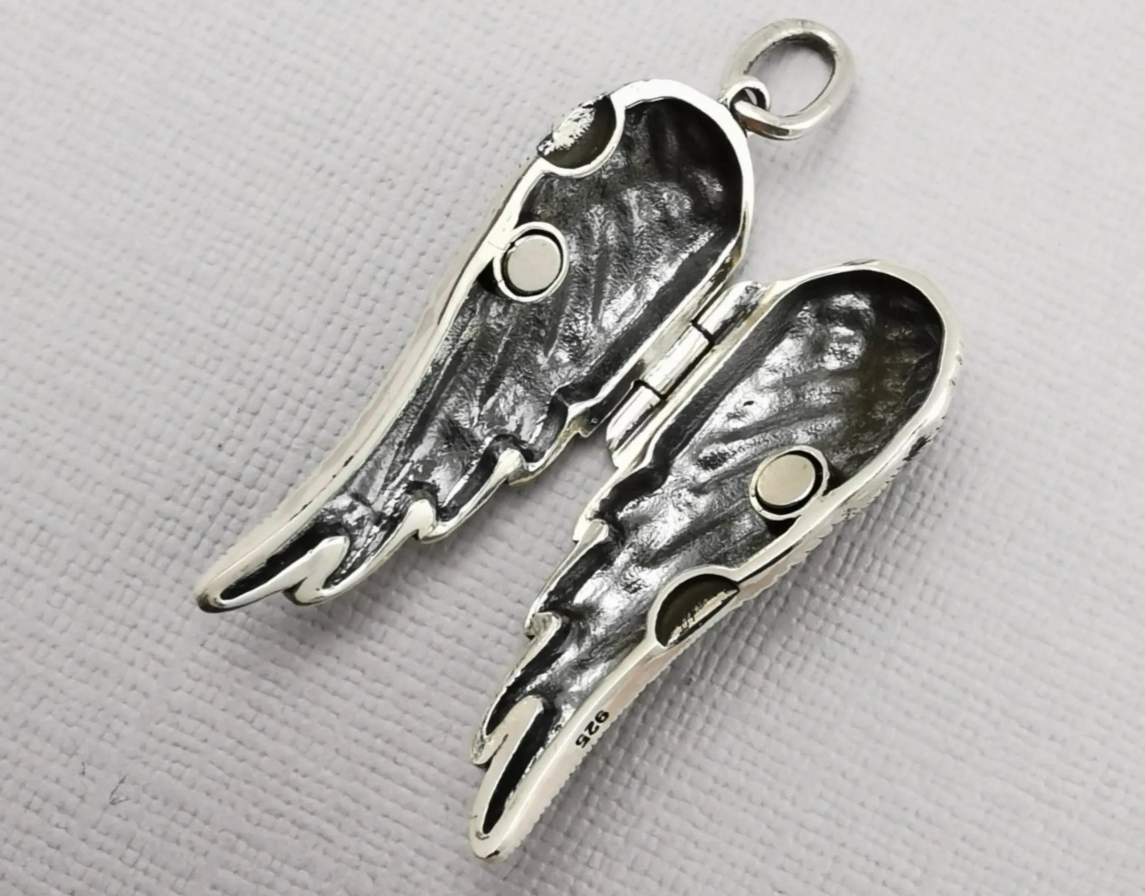 925 Sterling Silver Angel Wing Locket Pendant