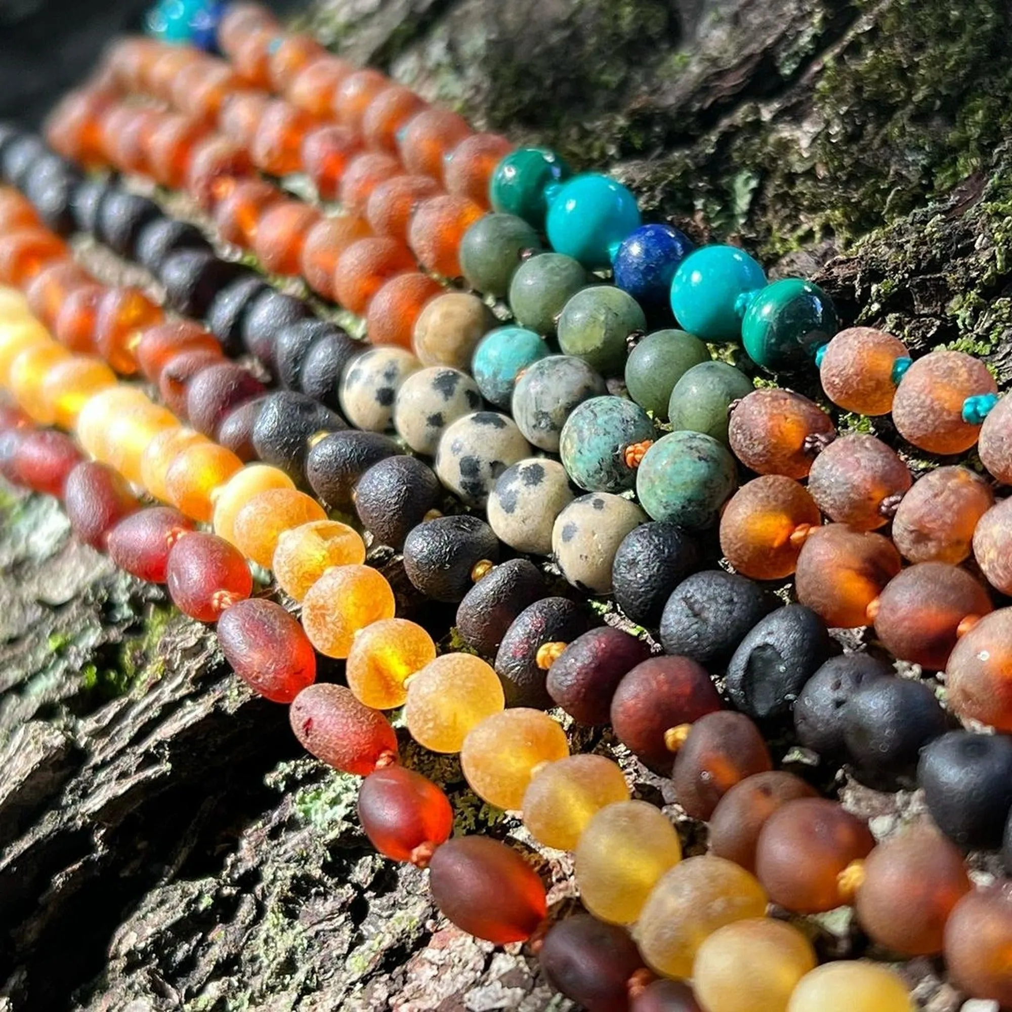 Adults | Dalmatian Jasper   Raw Cherry Amber Anklet