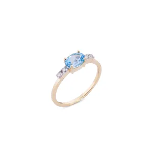 Aleezah, Blue Topaz and Diamond Ring, 14K Yellow Gold