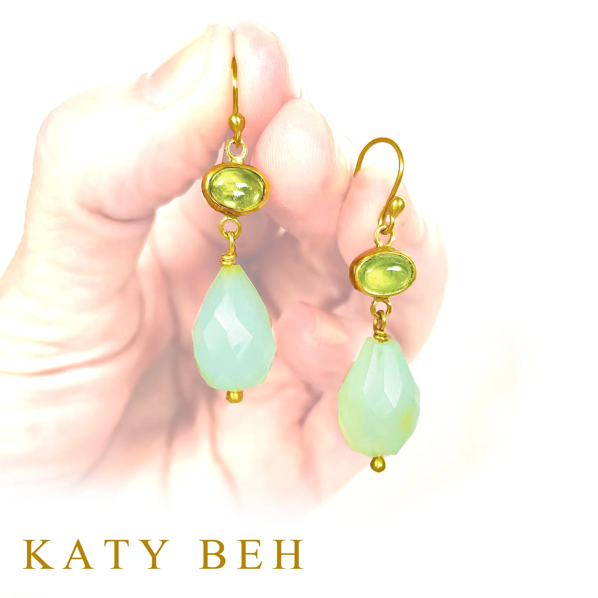 Alice Peridot and Peruvian Chalcedony Earrings