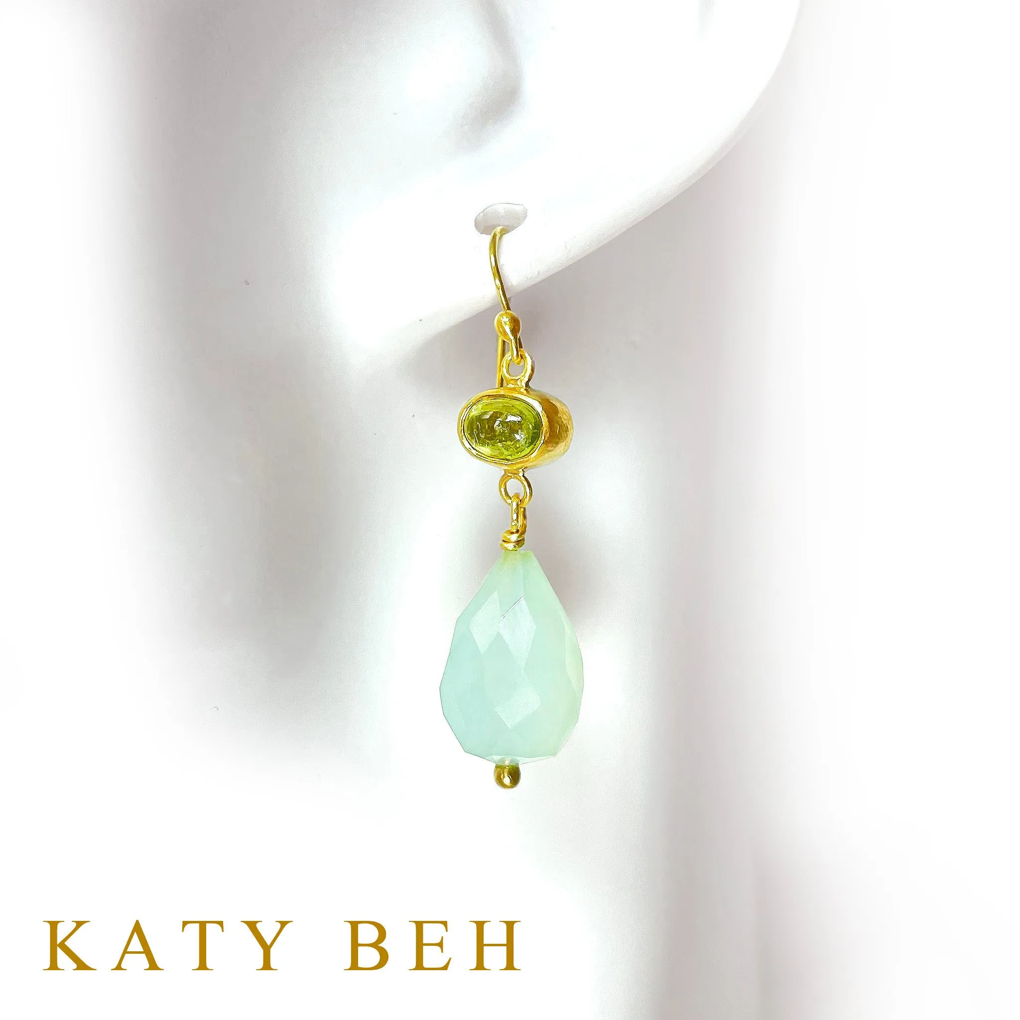 Alice Peridot and Peruvian Chalcedony Earrings