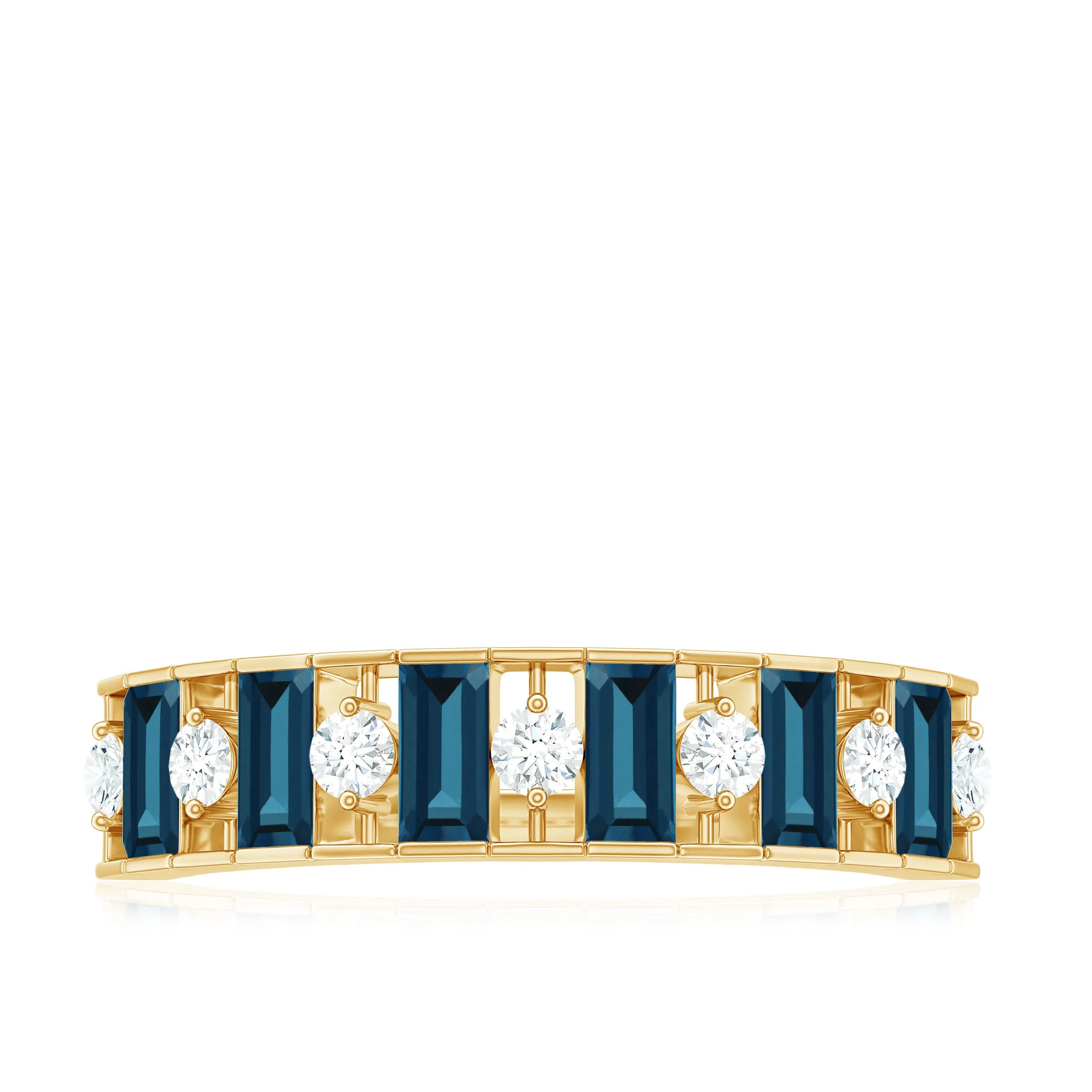 Alternate London Blue Topaz and Diamond Half Eternity Ring