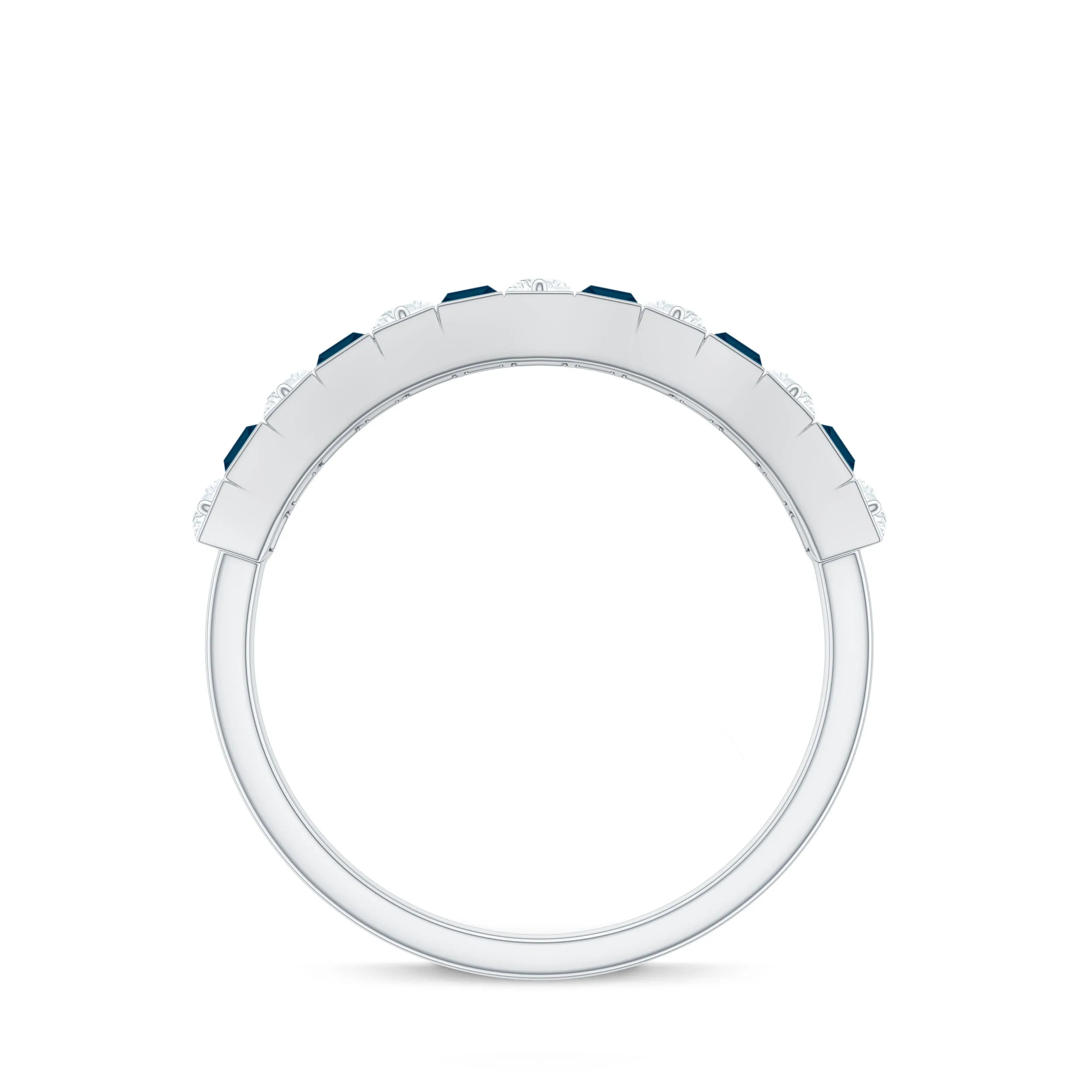 Alternate London Blue Topaz and Diamond Half Eternity Ring