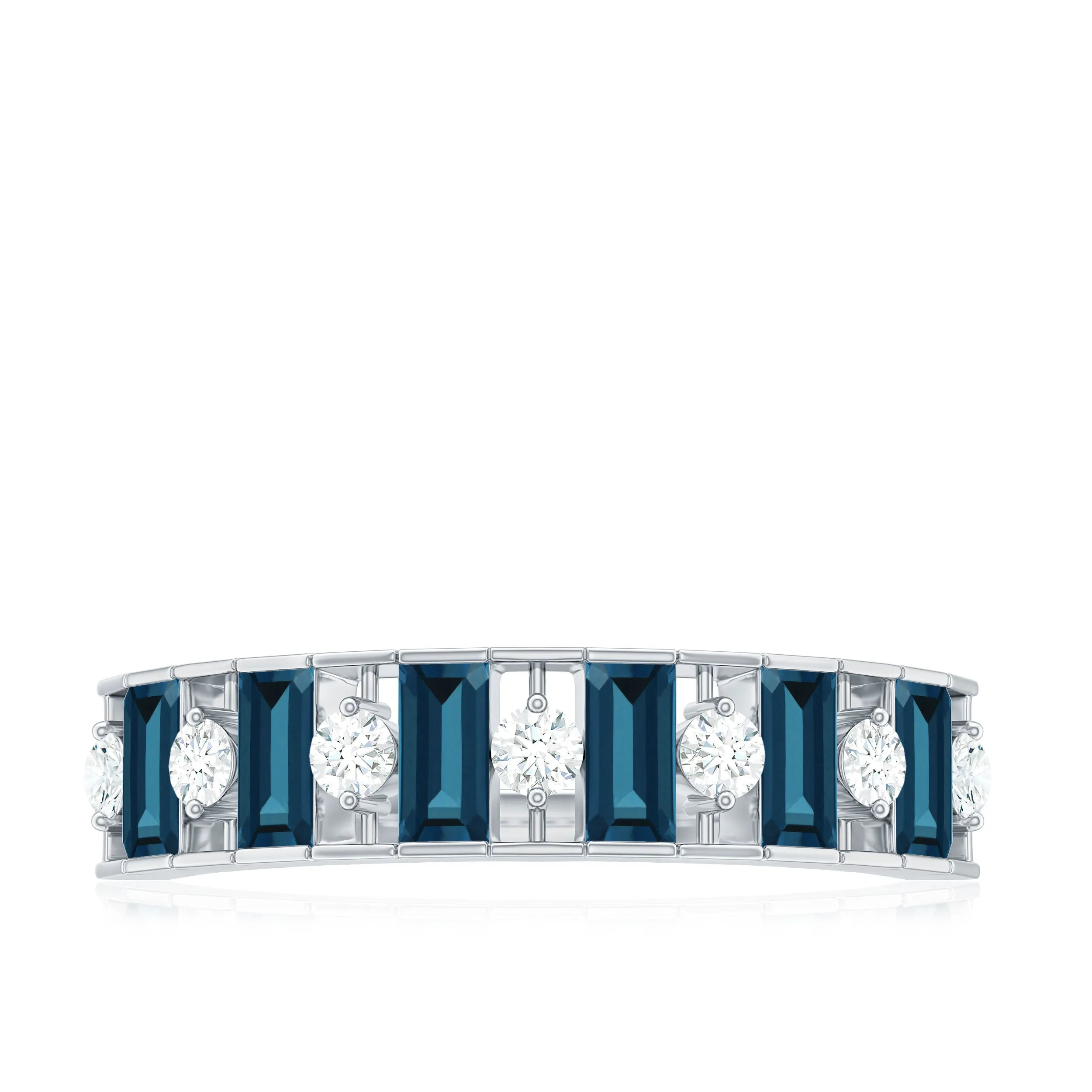 Alternate London Blue Topaz and Diamond Half Eternity Ring