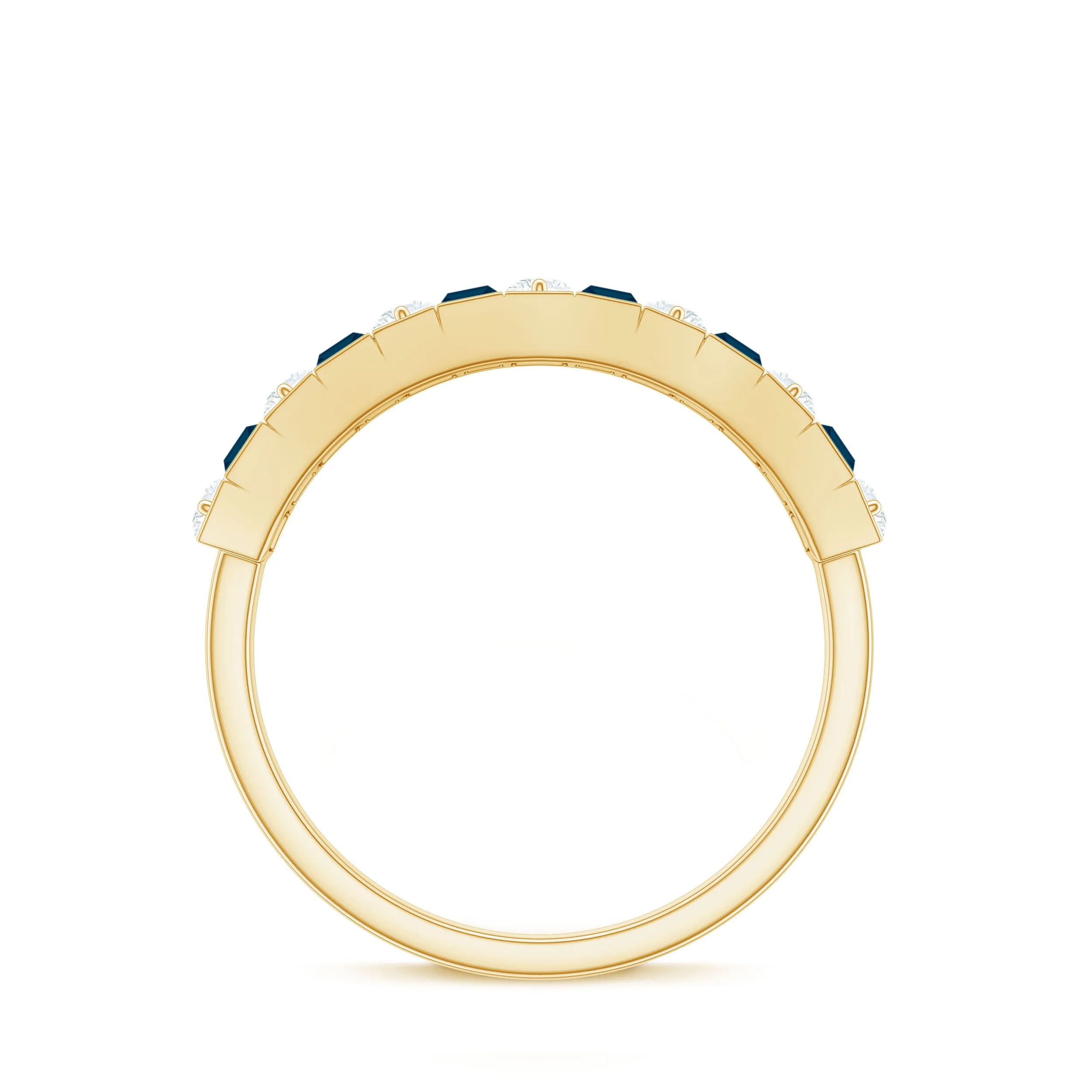 Alternate London Blue Topaz and Diamond Half Eternity Ring