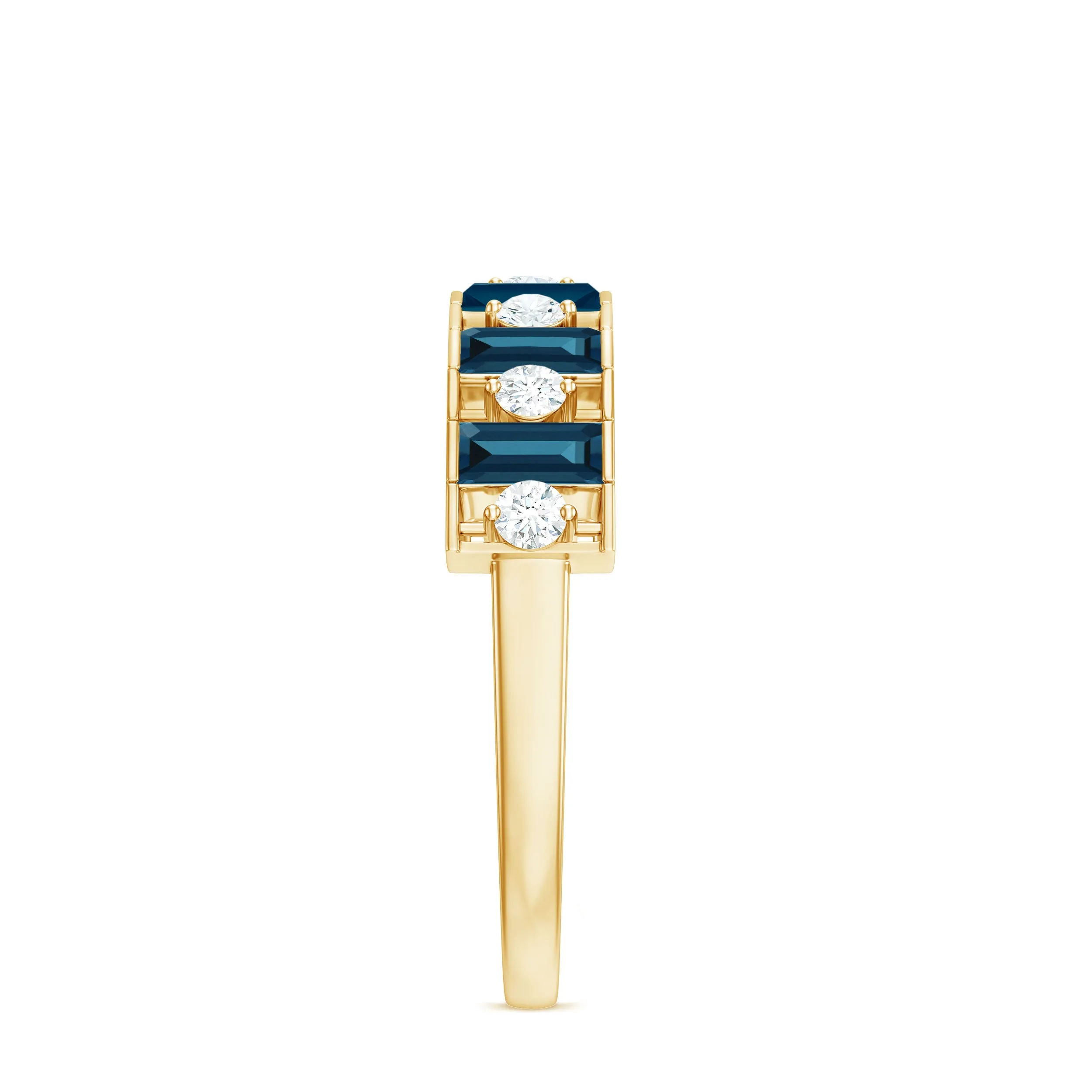 Alternate London Blue Topaz and Diamond Half Eternity Ring