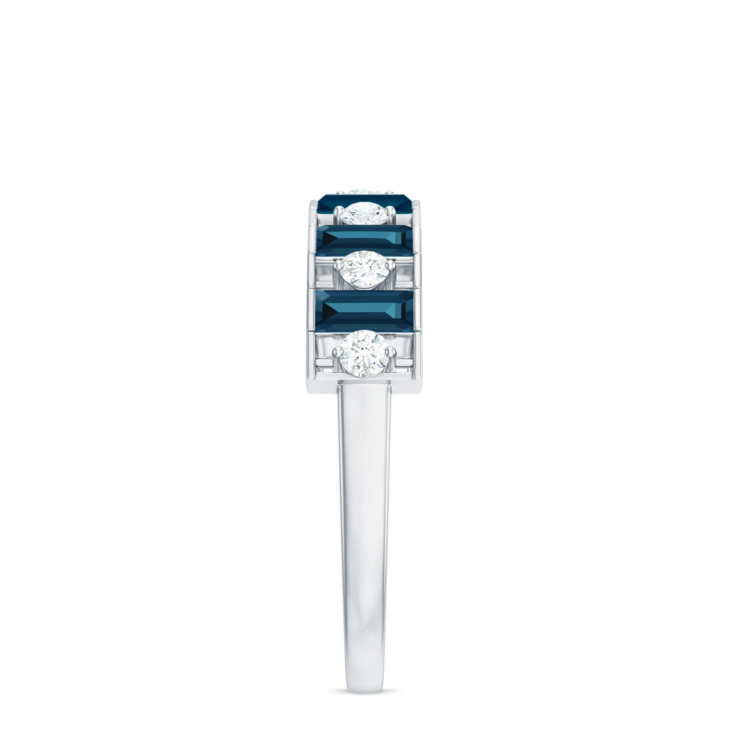 Alternate London Blue Topaz and Diamond Half Eternity Ring