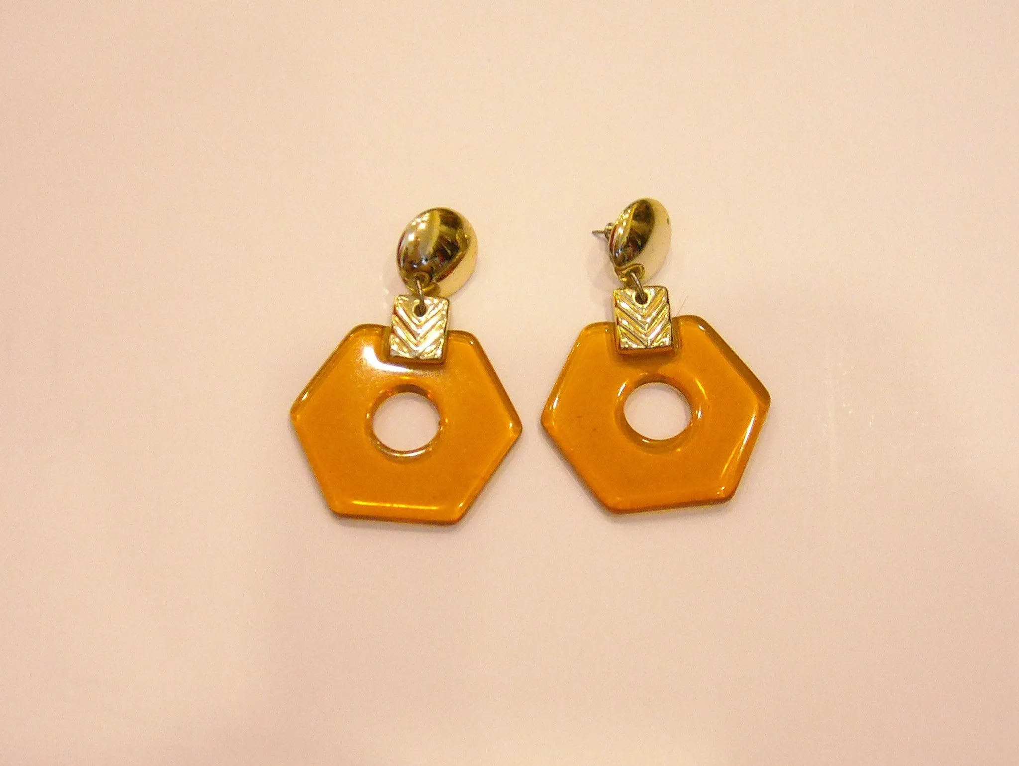 Amber Angles 60s Vintage Earrings