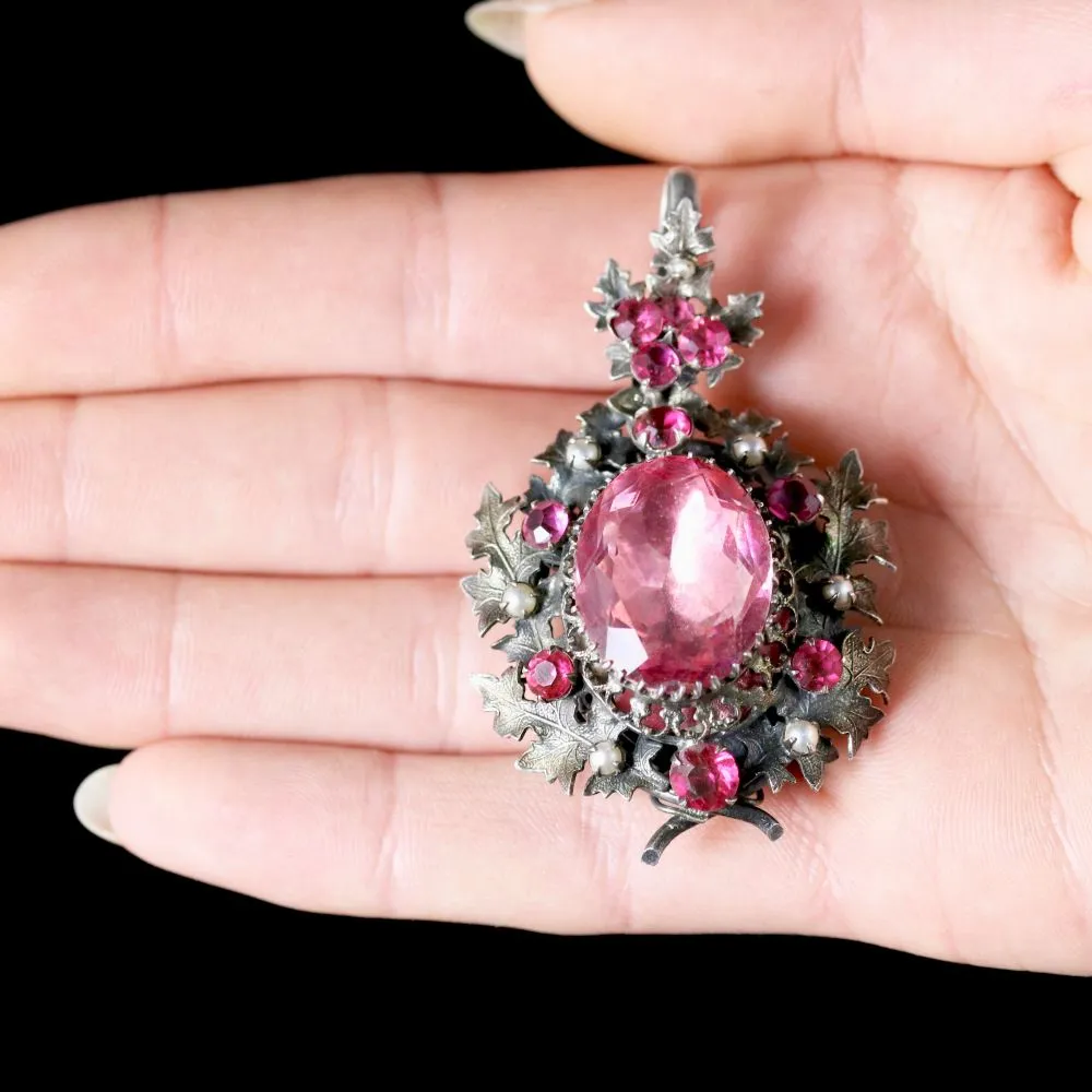 Antique Georgian Pink Paste Pendant Locket Silver Circa 1800