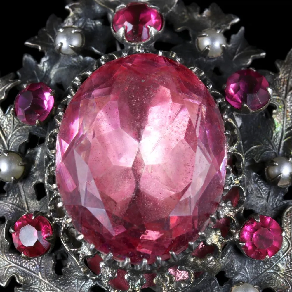Antique Georgian Pink Paste Pendant Locket Silver Circa 1800