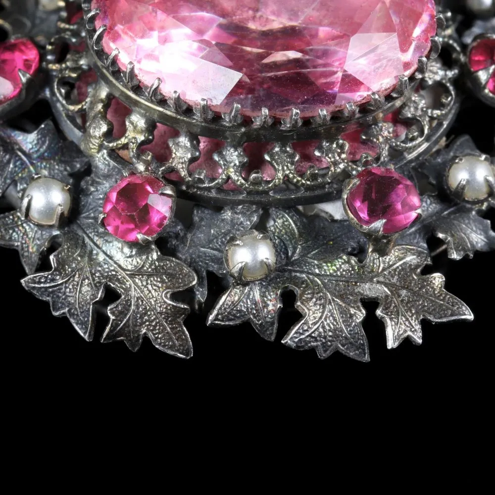 Antique Georgian Pink Paste Pendant Locket Silver Circa 1800