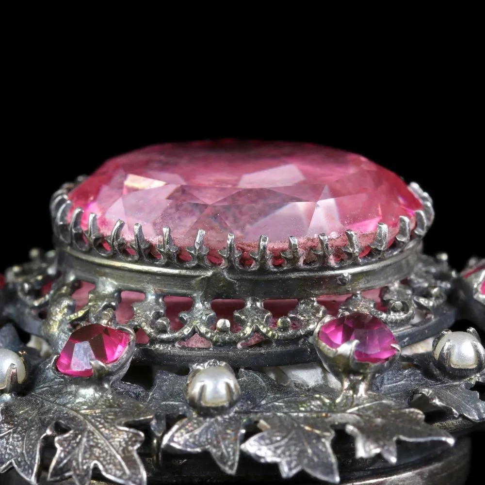 Antique Georgian Pink Paste Pendant Locket Silver Circa 1800