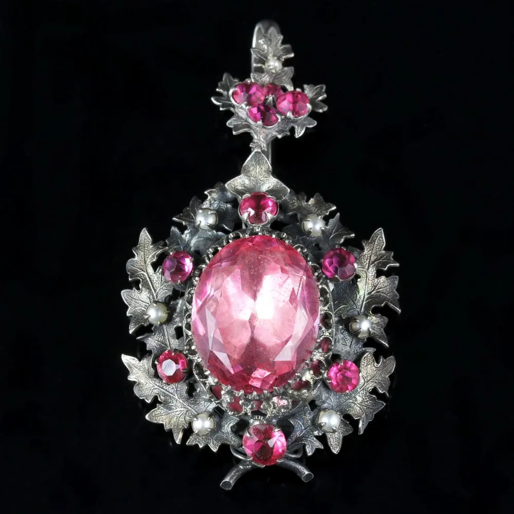Antique Georgian Pink Paste Pendant Locket Silver Circa 1800