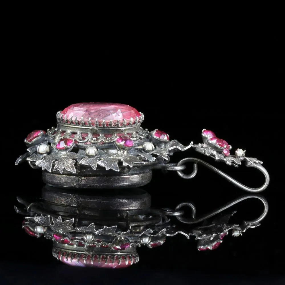 Antique Georgian Pink Paste Pendant Locket Silver Circa 1800