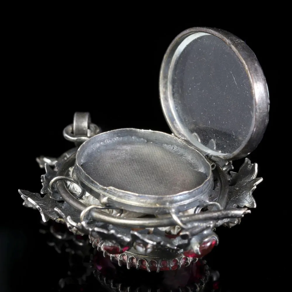Antique Georgian Pink Paste Pendant Locket Silver Circa 1800