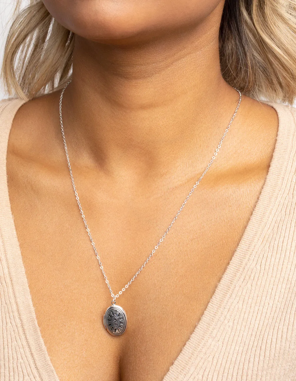 Antique Silver Mixed Locket Layered Necklace