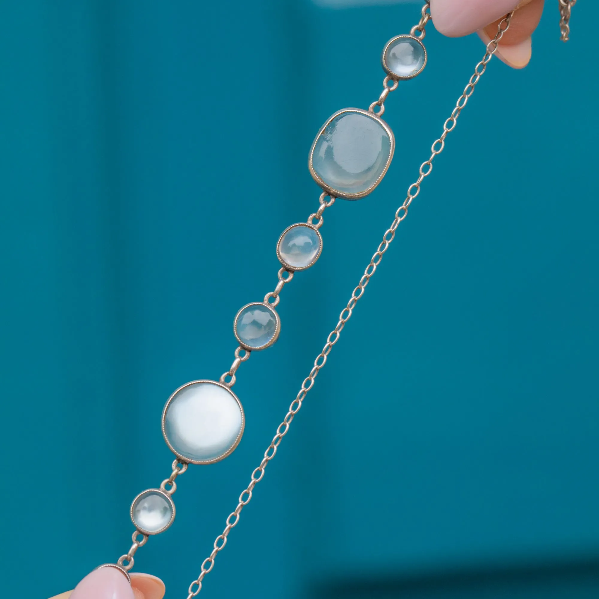 Antique Silver Moonstone Necklace, 8.50ct