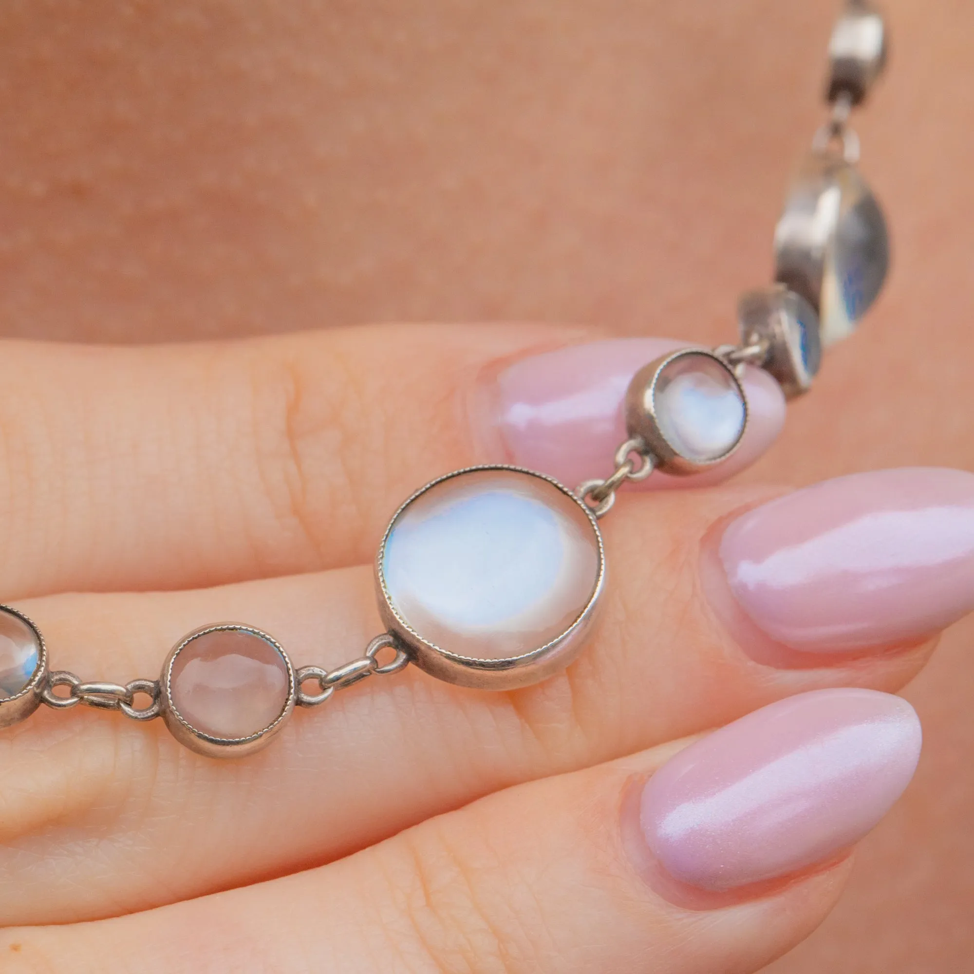 Antique Silver Moonstone Necklace, 8.50ct