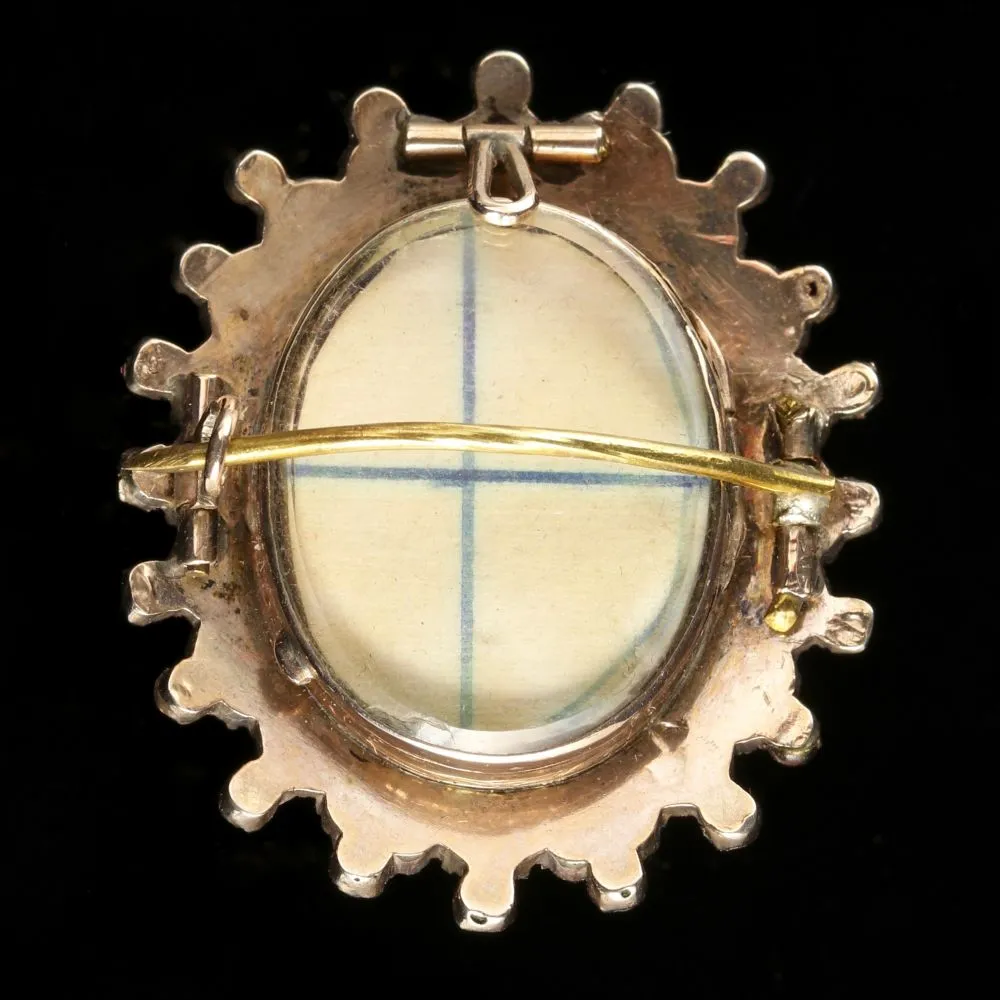 Antique Victorian Garnet Gold Brooch Locket Back Circa 1860