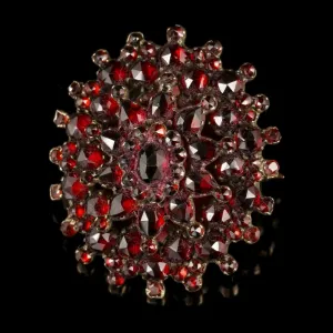 Antique Victorian Garnet Gold Brooch Locket Back Circa 1860